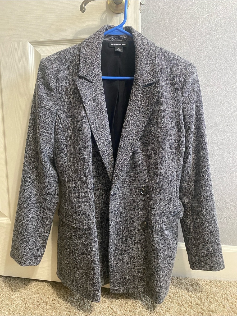 Something Navy Charcoal Gray Tweed Blazer - Double-Breasted Sport Coat